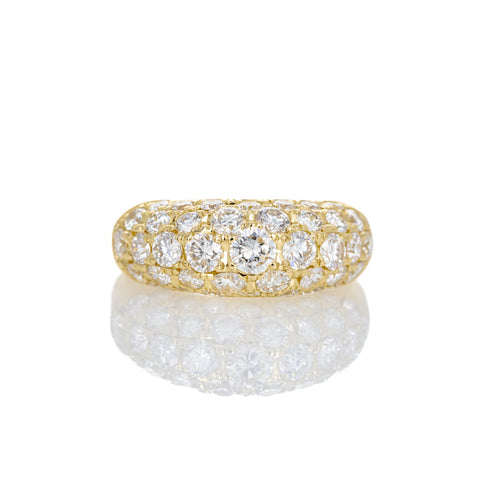 18K Yellow Gold 3.11 Carat Round Diamond Pave Dome Band - Queen May