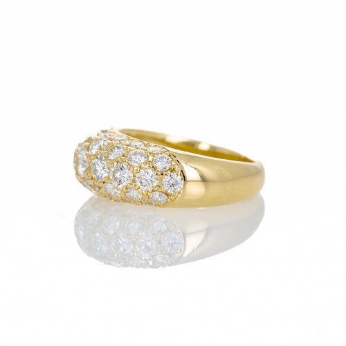 18K Yellow Gold 3.11 Carat Round Diamond Pave Dome Band - Queen May