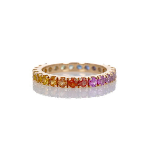 14K Yellow Gold Round Multi-Color Sapphire Eternity Band - Queen May
