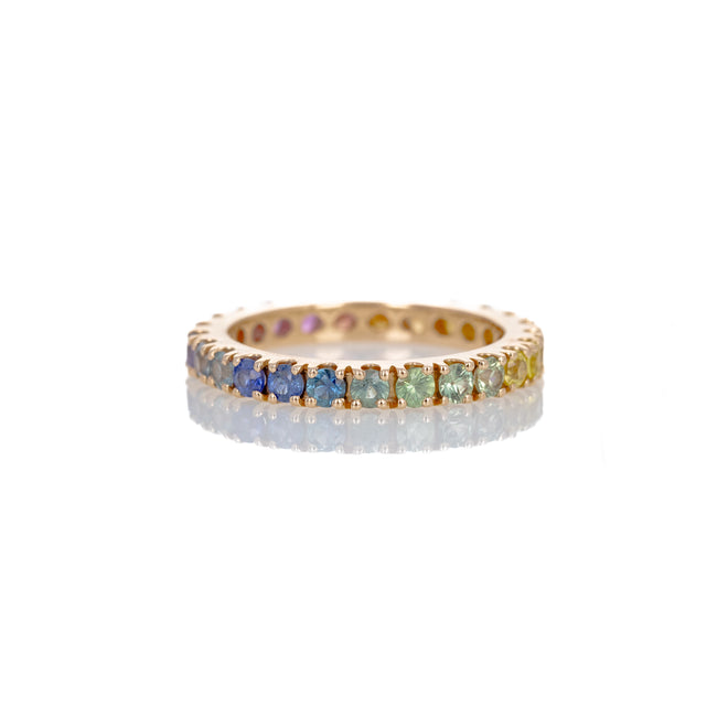 14K Yellow Gold Round Multi-Color Sapphire Eternity Band - Queen May