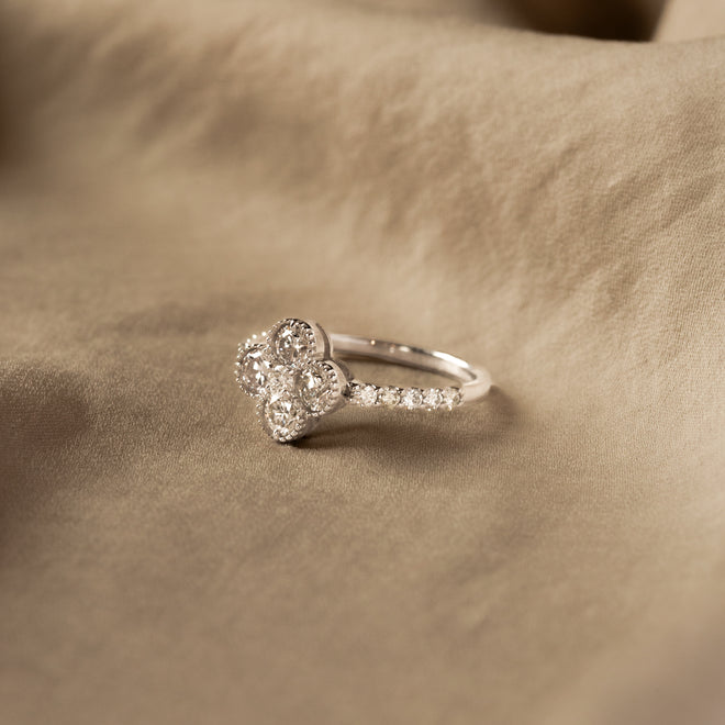 Platinum 1 Carat Diamond Clover Ring - Queen May