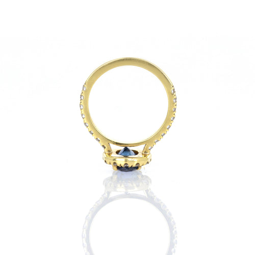 18K Yellow Gold AGL Certified 1.74 Carat Burma Sapphire and Diamond Ring - Queen May