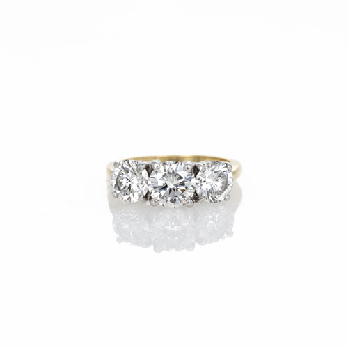 2.82 Carat Round Brilliant Diamond Three Stone Ring - Queen May