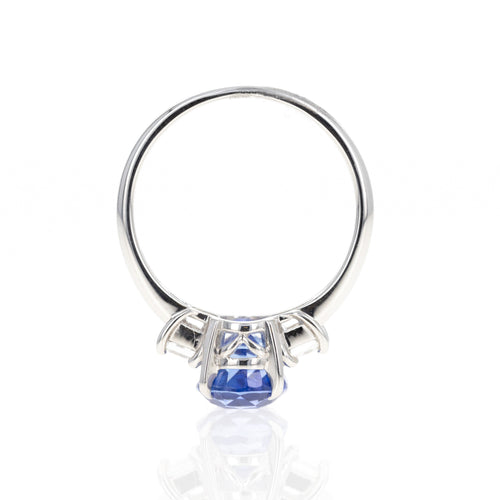 2.42 Carat Oval Natural Sapphire Diamond Ring - Queen May
