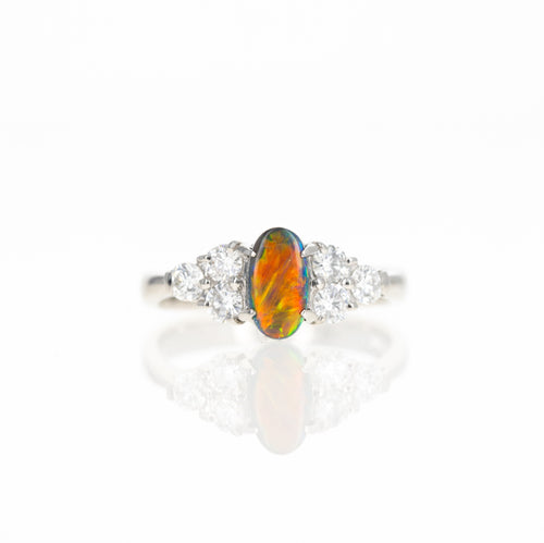 0.57 Carat Black Opal Diamond Ring - Queen May