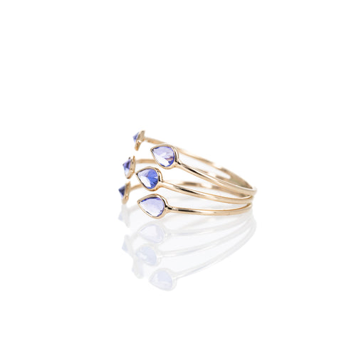 14K Yellow Gold 0.50 Carat Tanzanite Open Floral Wrap Ring - Queen May