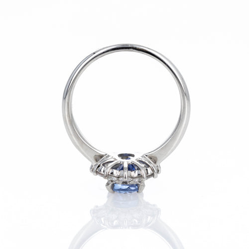 Platinum 1.56 Carat Oval Sapphire Diamond Halo Ring - Queen May