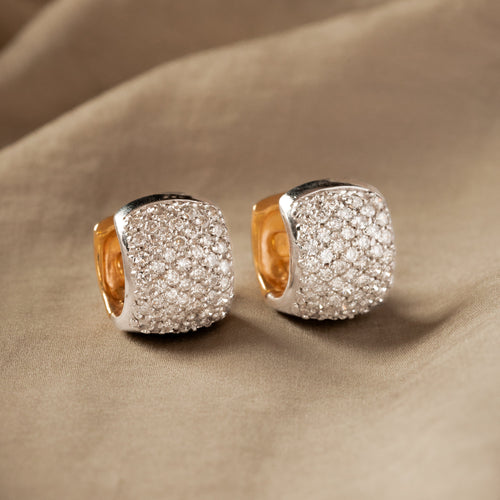 14K Gold 2 Carat Diamond Pave Huggie Earrings - Queen May