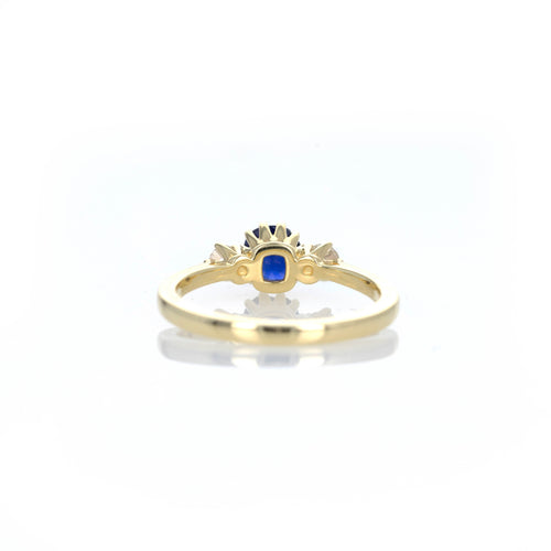 Victorian Inspired 0.62 Carat Natural Sapphire Diamond Three Stone Ring - Queen May
