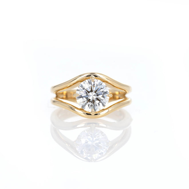 18K Yellow Gold 2.10 Carat Round Brilliant Diamond Engagement Ring - Queen May