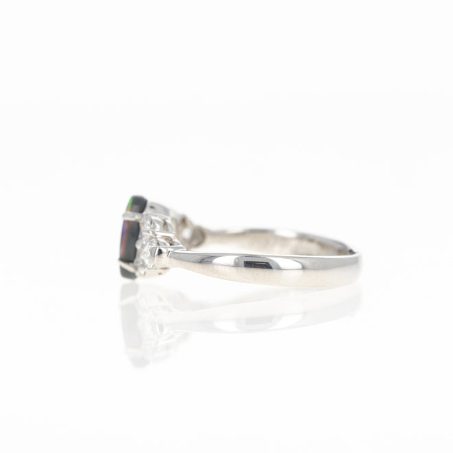 0.57 Carat Black Opal Diamond Ring - Queen May