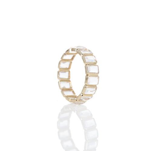 14K Yellow Gold Moonstone Eternity Band - Queen May