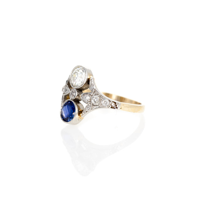 Antique Edwardian Sapphire & Diamond Toi Et Moi Ring - Queen May