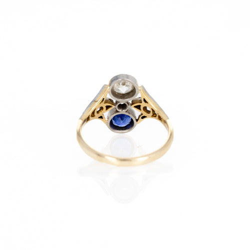 Antique Edwardian Sapphire & Diamond Toi Et Moi Ring - Queen May