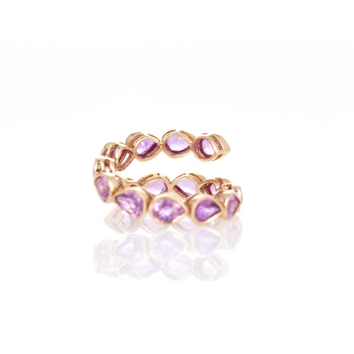 18K Rose Gold 5.38 Carat Pear Pink Sapphire Wrap Ring - Queen May