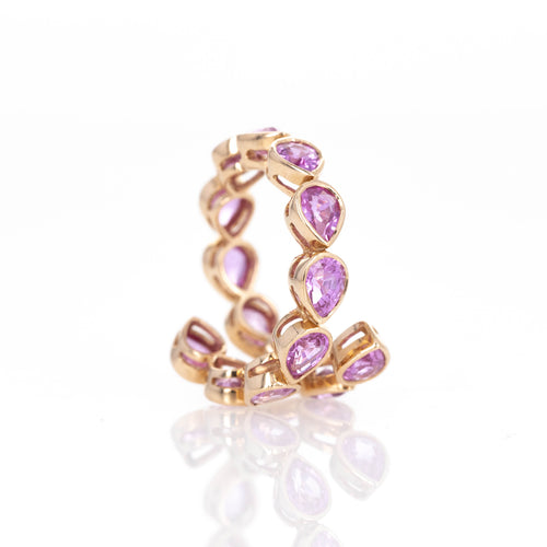 18K Rose Gold 5.38 Carat Pear Pink Sapphire Wrap Ring - Queen May