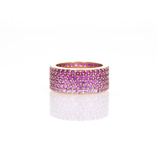 18K Rose Gold 4.80 Carat Pink Sapphire Ombre Pave Band - Queen May