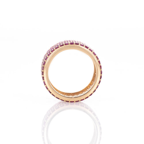 18K Rose Gold 4.80 Carat Pink Sapphire Ombre Pave Band - Queen May