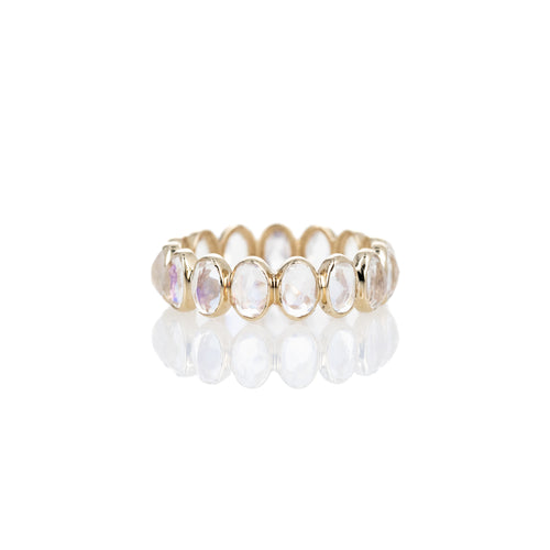 14K Yellow Gold Oval Moonstone Eternity Band - Queen May