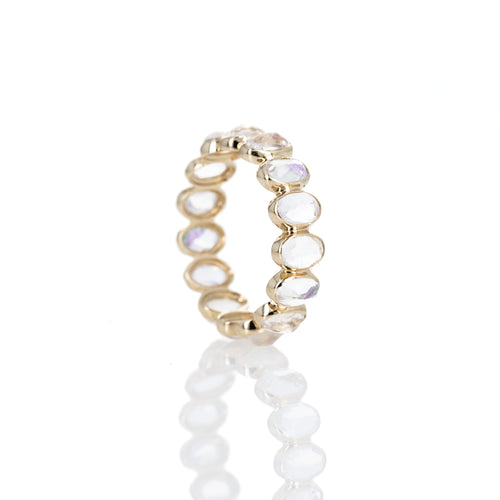 14K Yellow Gold Oval Moonstone Eternity Band - Queen May