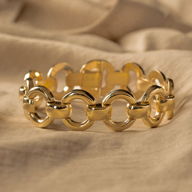 14K Yellow Gold Circle Link Bracelet - Queen May