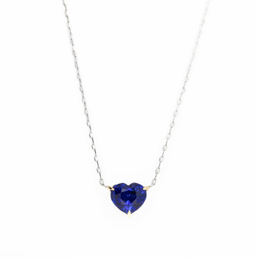 2.27 Carat Heart Shape Royal Blue Natural Sapphire Pendant Necklace - Queen May