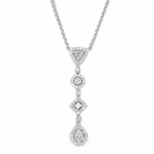 18K White Gold 1 Carat Diamond Fancy Shape Necklace - Queen May