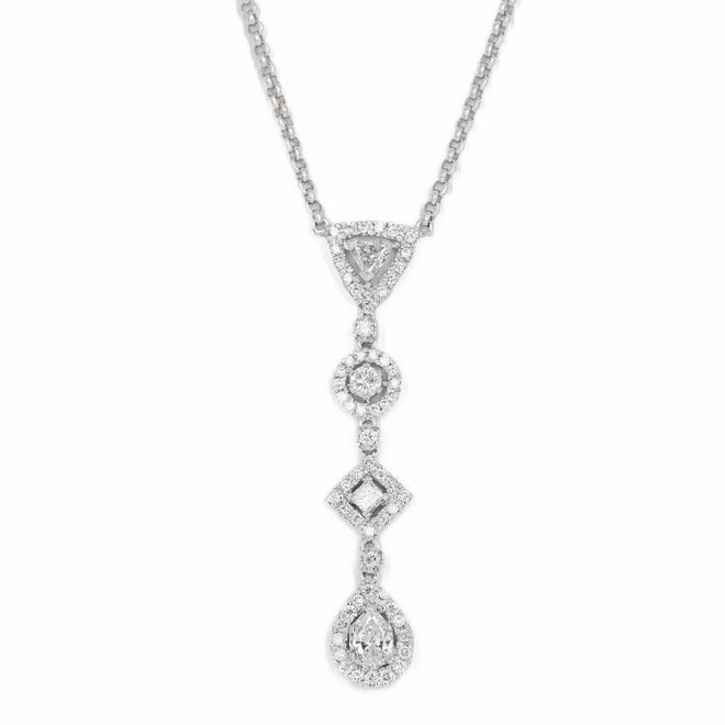 18K White Gold 1 Carat Diamond Fancy Shape Necklace