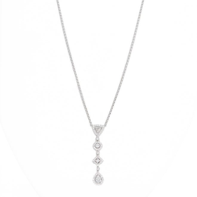 18K White Gold 1 Carat Diamond Fancy Shape Necklace