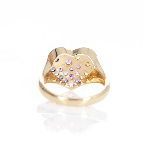 14K Yellow Gold Multi-Color Sapphire Heart Ring - Queen May