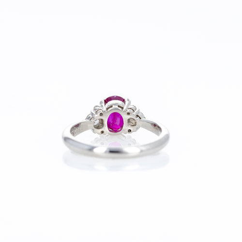 Platinum 1.33 Carat Oval Ruby Diamond Ring - Queen May