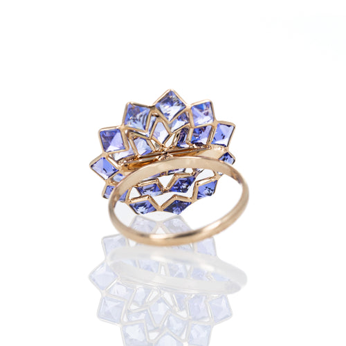 14K Yellow Gold Tanzanite Lotus Flower Ring - Queen May