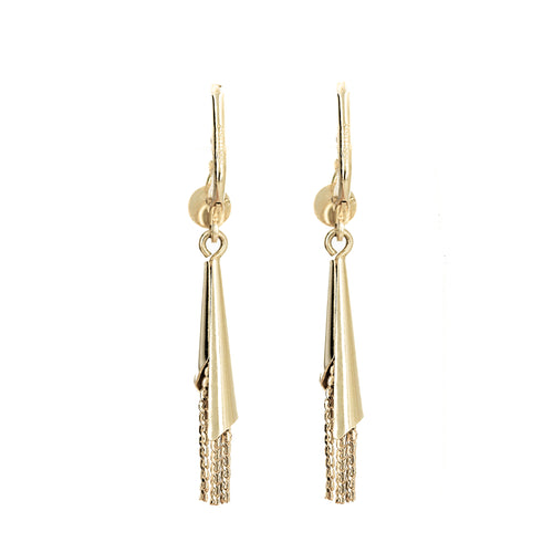 Retro 14K Yellow Gold Red Glass Fringe Drop Earrings - Queen May