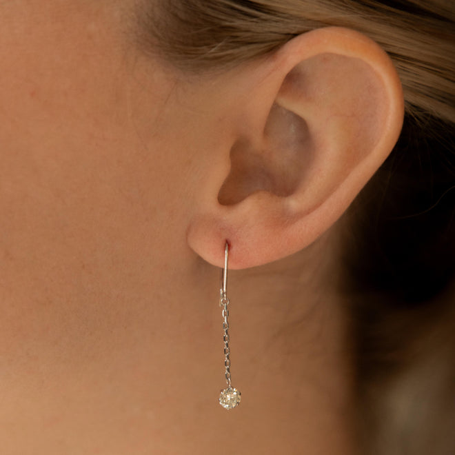 1.04 Carat Round Diamond Chain Drop Earrings - Queen May