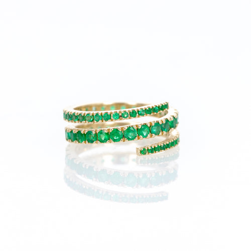 14K Yellow Gold Emerald Eternity Wrap Ring - Queen May