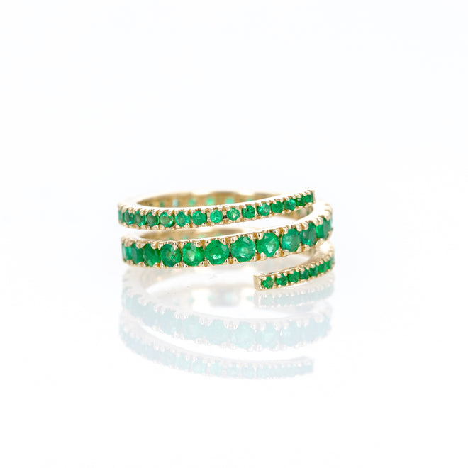 14K Yellow Gold Emerald Eternity Wrap Ring - Queen May