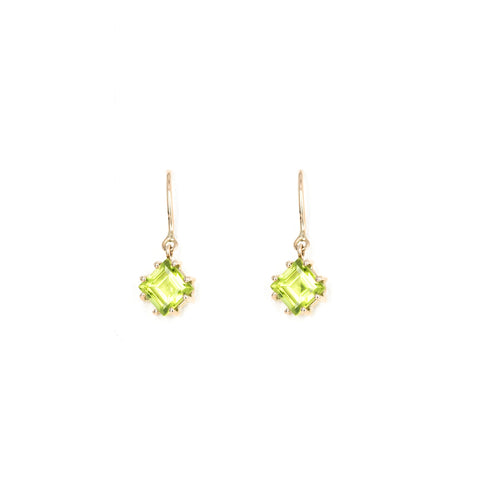 14K Yellow Gold 1.5 Carat Peridot Drop Earrings - Queen May