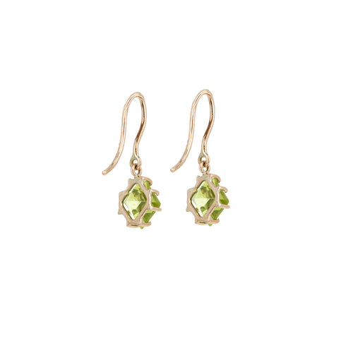 14K Yellow Gold 1.5 Carat Peridot Drop Earrings - Queen May