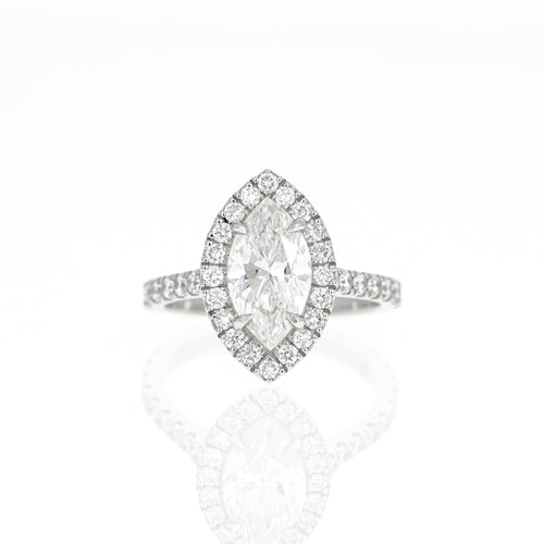 2 Carat Marquise Diamond Halo Engagement Ring GIA Certified - Queen May