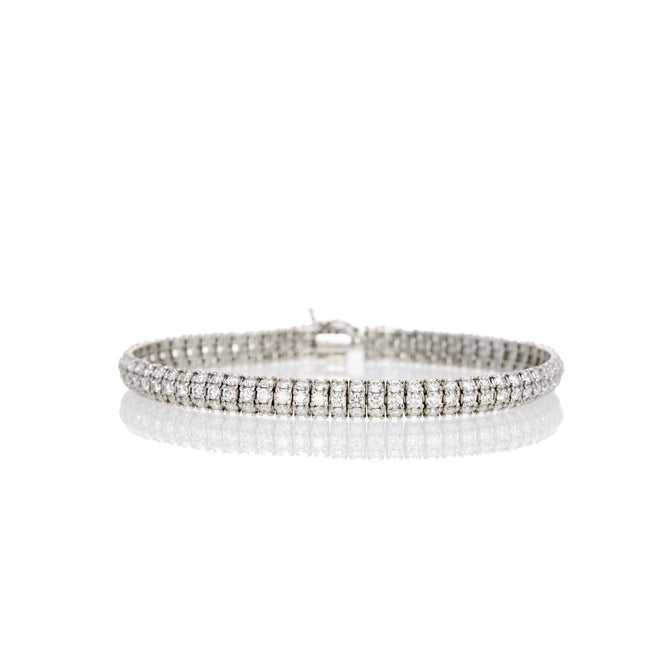 Platinum 6 Carat Round Diamond Pave Bracelet - Queen May