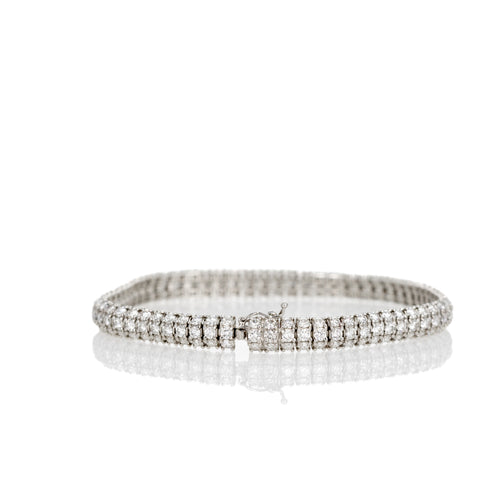 Platinum 6 Carat Round Diamond Pave Bracelet - Queen May