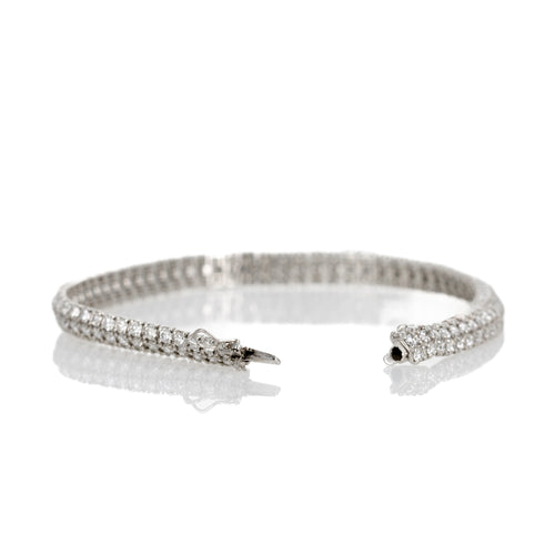 Platinum 6 Carat Round Diamond Pave Bracelet - Queen May