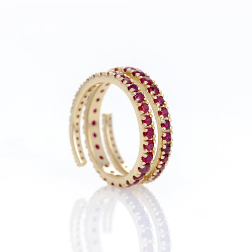14K Yellow Gold Ruby Eternity Wrap Ring - Queen May