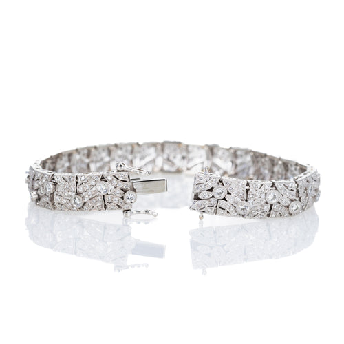 Platinum 2.70 Carat Diamond Milgrain Wide Bracelet - Queen May