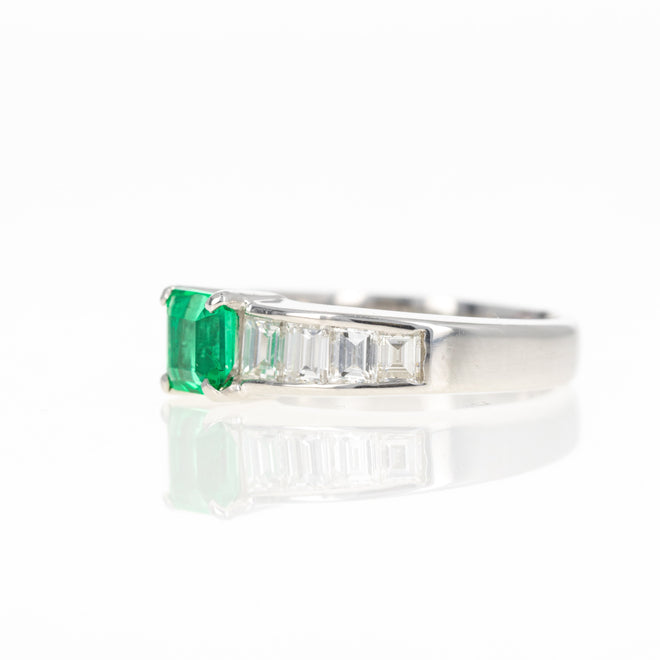 Platinum 0.52 Carat Natural Emerald Diamond Ring - Queen May