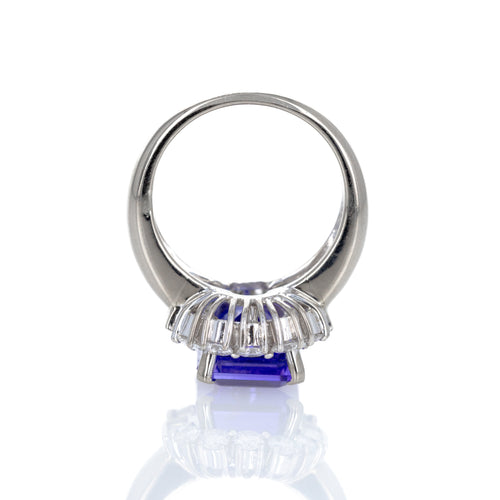 18K White Gold 6.48 Carat Tanzanite Diamond Halo Ring - Queen May