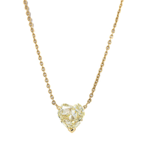 2.07 Carat Heart Fancy Light Yellow Diamond Solitaire Pendant Necklace - Queen May