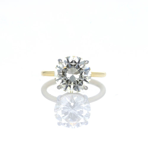 5 Carat Round Brilliant Diamond Engagement in 18K Yellow Gold Platinum GIA Certified - Queen May