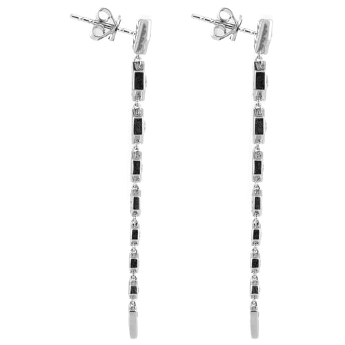 14K White Gold 0.85 Carat Diamond Hexagon Dangle Earrings - Queen May