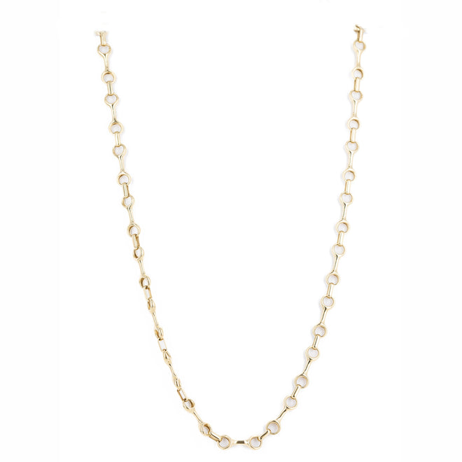 14K Yellow Gold Horsebit Link Chain Necklace - Queen May